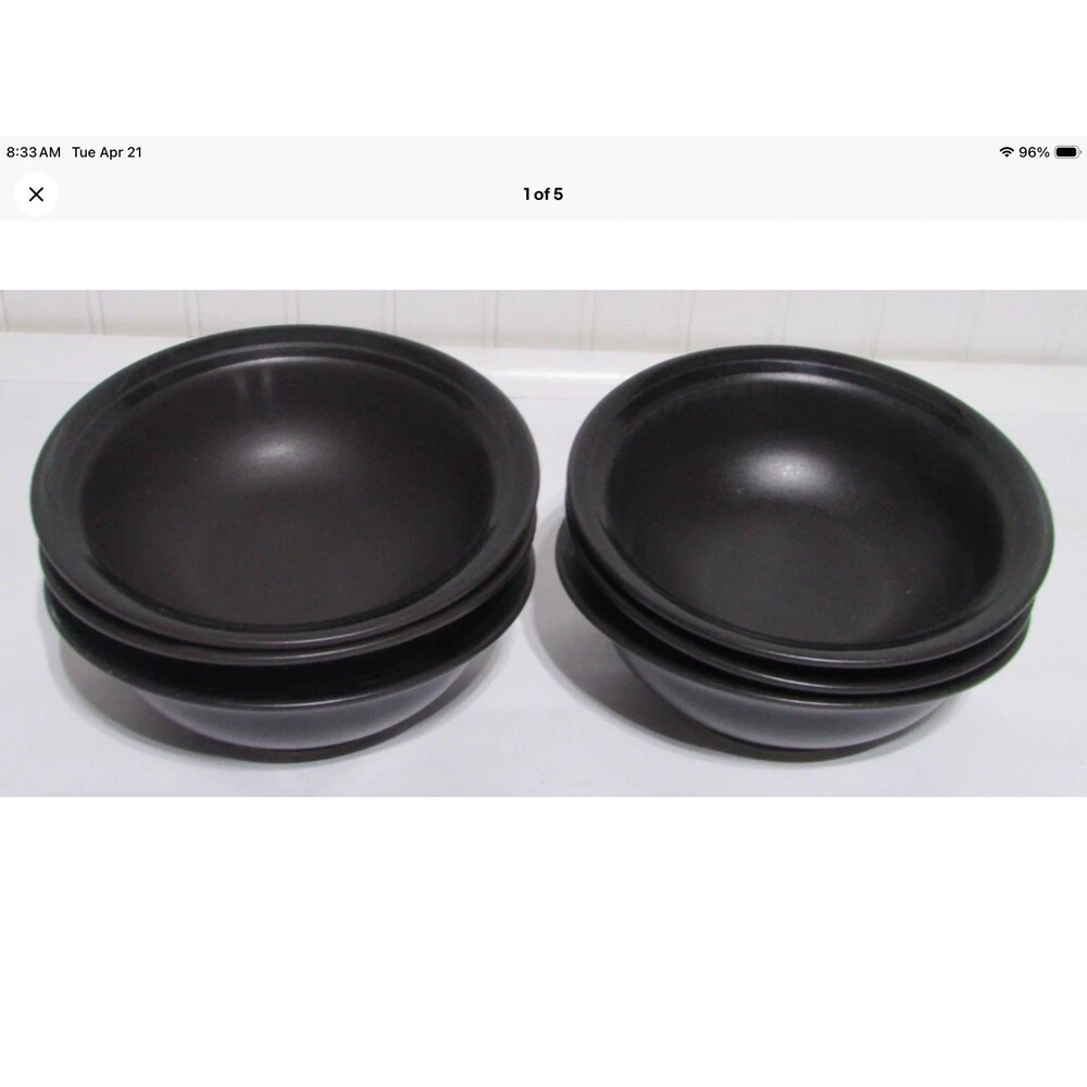 Pfaltzgraff  Midnight Sun Black Cereal Bowls  Set of 6   USA